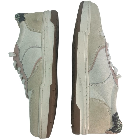 Madewell MWL Court Sneaker Colorblock Pink Cream Suede Snakeskin Leather Women 7 - Picture 6 of 12